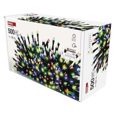 EMOS LED vánoční řetěz, 50 m, venkovní i vnitřní, multicolor, programy, časovač D4AM26