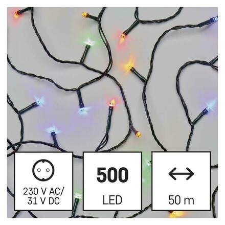 EMOS LED vánoční řetěz, 50 m, venkovní i vnitřní, multicolor, programy, časovač D4AM26