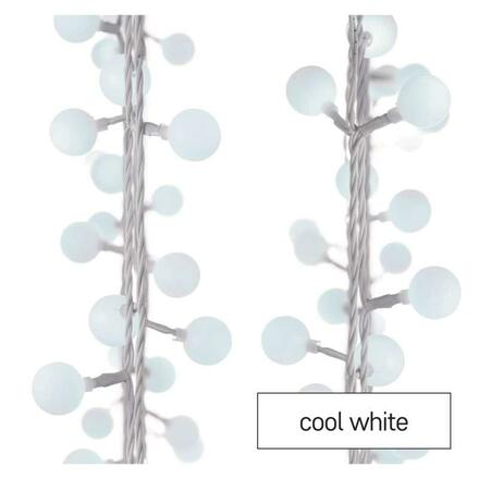 EMOS LED světelný cherry řetěz – kuličky 2,5 cm, 4 m, venkovní i vnitřní, studená bílá, časovač D5AC01