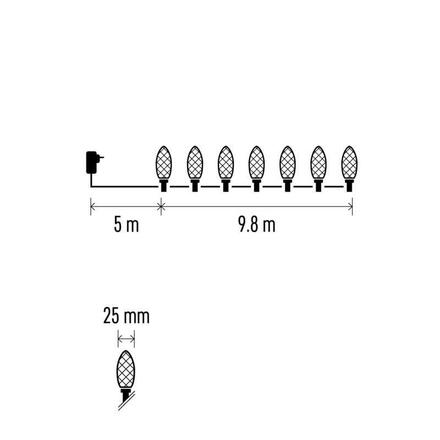 EMOS LED vánoční řetěz – šišky, 9,8 m, venkovní i vnitřní, studená bílá, programy D5ZC01