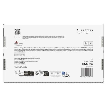 EMOS LED vánoční cherry řetěz - kuličky, 30 m, venkovní i vnitřní, studená bílá, programy ,časovač D5AC24