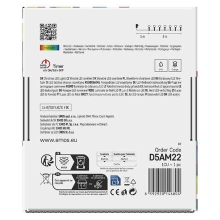 EMOS LED vánoční cherry řetěz - kuličky, 8 m, venkovní i vnitřní, multicolor, programy, časovač D5AM22