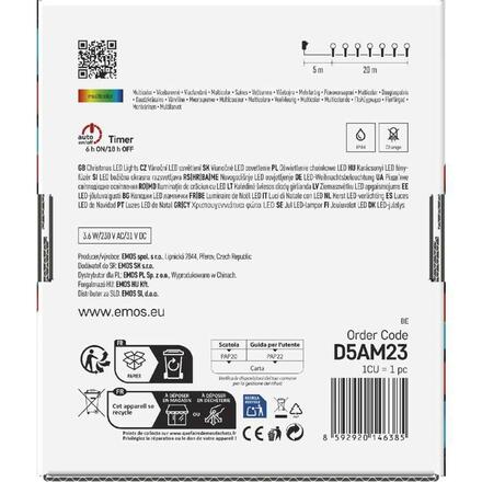 EMOS LED vánoční cherry řetěz - kuličky, 20 m, venkovní i vnitřní, multicolor, programy,časovač D5AM23