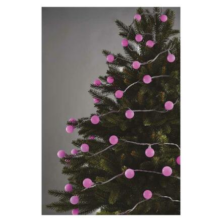 EMOS LED světelný cherry řetěz – kuličky 2,5 cm, 4 m, venkovní i vnitřní, růžová, časovač D5AP01
