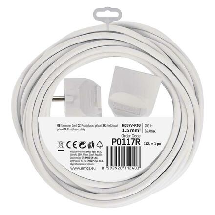 EMOS Prodlužovací kabel 7 m / 1 zásuvka / bílý / PVC / 1,5 mm2 P0117R
