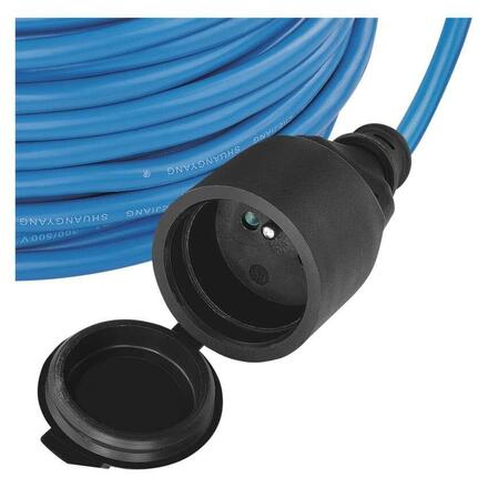 EMOS Počasí odolný prodlužovací kabel 10 m / 1 zásuvka / modrý / silikon / 230 V / 1,5 mm2 P01410W