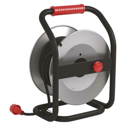 EMOS Venkovní prodlužovací kabel na bubnu 25 m / 4 zásuvky / černý / guma / 230 V / 1,5 mm2 P084255