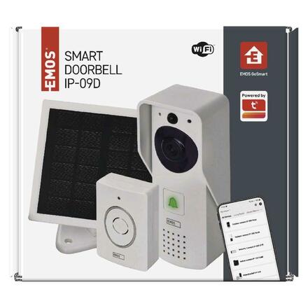 EMOS GoSmart Domovní bezdrátový bateriový videozvonek IP-09D s Wi-Fi a solárním panelem H4030