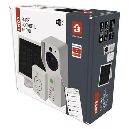 EMOS GoSmart Domovní bezdrátový bateriový videozvonek IP-09D s Wi-Fi a solárním panelem H4030