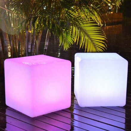 Solární LED svítidlo Geco, bílé, 1 W, 90 lm, RGBW, stmívatelné, IP65, vč. dálk. ovl., 40 x 40 x 40 cm