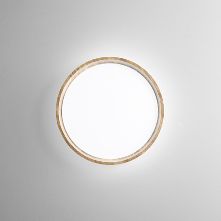 Stropní LED svítidlo Madera, dřevo, 22 W, 3520 lm, CCT, 38x8,3 cm