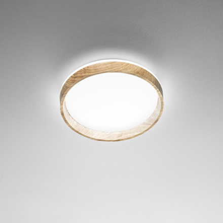 Stropní LED svítidlo Madera, dřevo, 22 W, 3520 lm, CCT, 38x8,3 cm