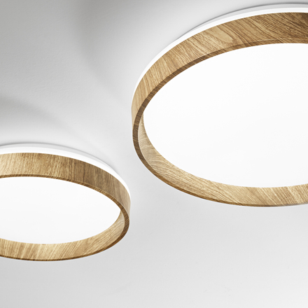 Stropní LED svítidlo Madera, dřevo, 22 W, 3520 lm, CCT, 38x8,3 cm