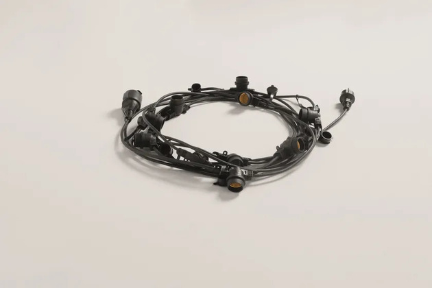 Kabel se svítidly PICNIC, černý, 10 x E27, IP44, s vidlicí Schuko, 10 m
