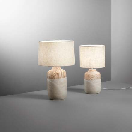 Stolní lampa WOODY dřevěná/slonová kost, 1xE27, 24x43 cm