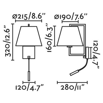 FARO FRAME nástěnná lampa, nikl/béžová, se čtecí lampičkou