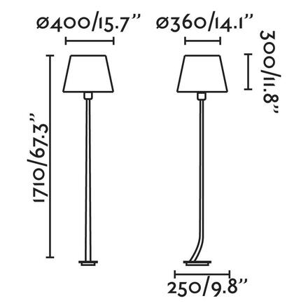 FARO REM matný nikl/bílá stojací lampa