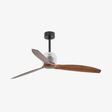 FARO DECO FAN M, černá/dřevo, stropní LED ventilátor s DC motorem