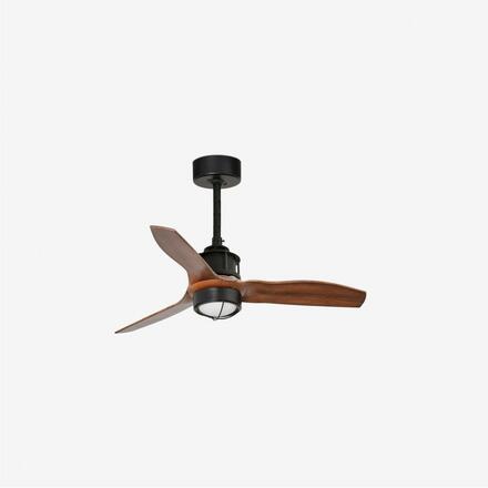 FARO JUST FAN XS LED, černá/dřevo, stropní ventilátor 81cm