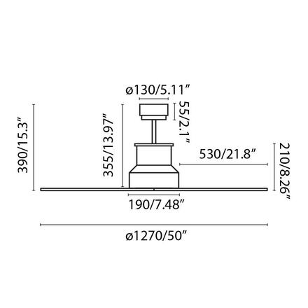 FARO WINCHE M LED, chrom, stropní ventilátor s DC motorem