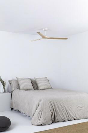 FARO HEYWOOD L stropní ventilátor, bílá/světlé dřevo s DC motorem