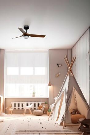 FARO MINI PUNT S LED stropní ventilátor, černá/tmavé dřevo s DC motorem