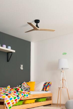 FARO KLIM S stropní ventilátor, černá/světlý dub DC