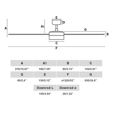 FARO RUDDER L LED stropní ventilátor, černá/ořech