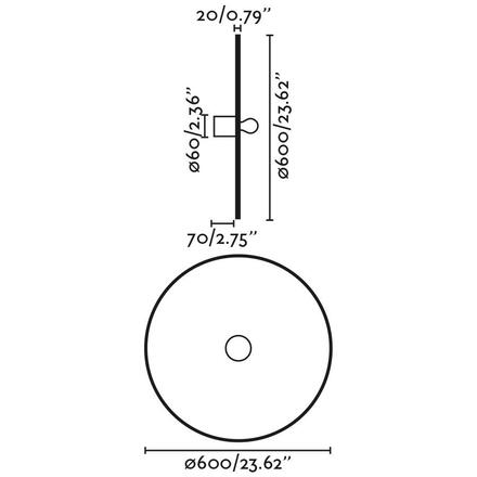 FARO COSTAS 600 H70 nástěnné a stropní svítidlo, černá/ratan