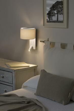 FARO FOLD nástěnná lampa, bílá, se čtecí lampičkou