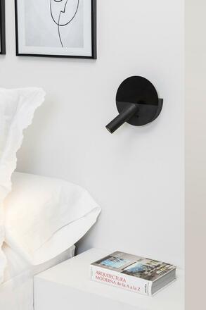 FARO DUAS nástěnná lampa na čtení, černá, s USB