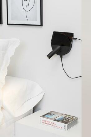 FARO DUAS nástěnná lampa na čtení, černá, s USB