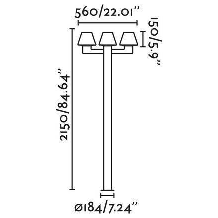 FARO MISTU sloupková lampa, tmavě šedá, 3XE27