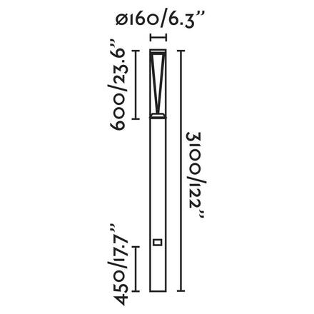 FARO RUSH 3100 sloupková lampa, tmavě šedá, 3.1M 4000K 360st wide