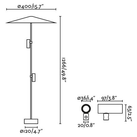 FARO CLAP 1266 stojací lampa, černá 2x6W 3000K 38st. se stínítkem