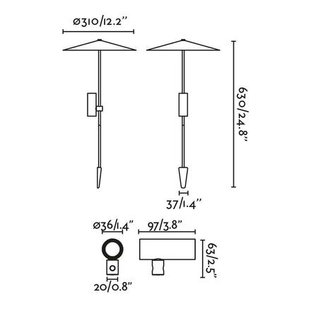 FARO CLAP 630 lampa se zápichem, černá 6W 3000K 38st. se stínítkem 24V
