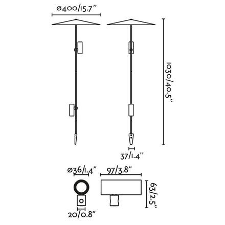 FARO CLAP 1030 lampa se zápichem, černá 2x6W 3000K 38st. se stínítkem 24V
