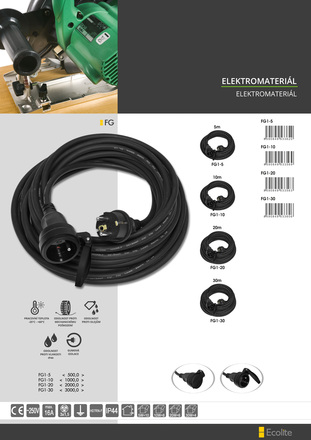 Ecolite Pohyb. přívod 5m, IP44, 3x1.5mm2, H07RN-F FG1-5