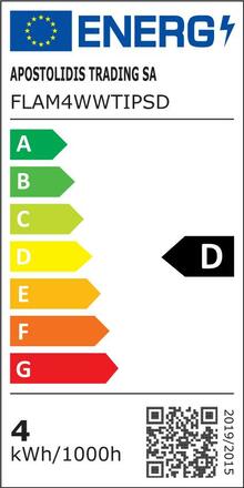 ACA Lighting LED FILAMENT E14 STEP-DIM C35 s plamínkem 4W 2700K 230V AC 570lm RA80 FLAM4WWTIPSD