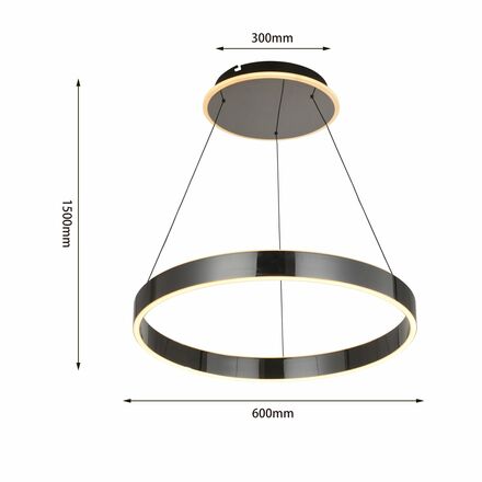 GeeTi Závěsné svítidlo Marling 50W 5000lm 3000K černý chrom