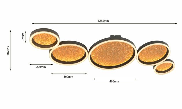 GeeTi Stropní svítidlo Bormes 80W 8000lm 3000K černá / zlatá