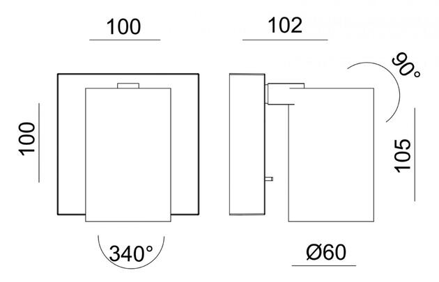 Deko-Light nástěnné přisazené svítidlo - Can Tilt hranaté, 1x 7,5 W GU10, černá 341338