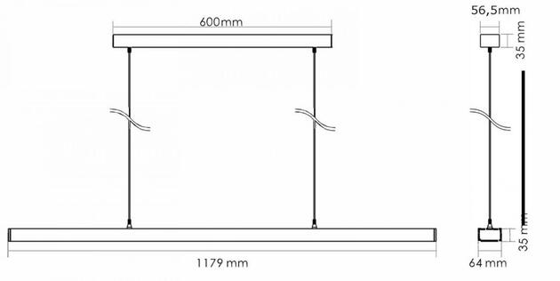 Deko-Light závěsné svítidlo Office Three DALI 2.0 200-240V AC/50-60Hz 60,00 W 4000 K 7000 lm 1179 šedá RAL 9006 342146