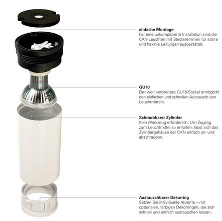 Deko-Light stropní přisazené svítidlo - Can IP20, 1x 7,5 W GU10, černá 348242