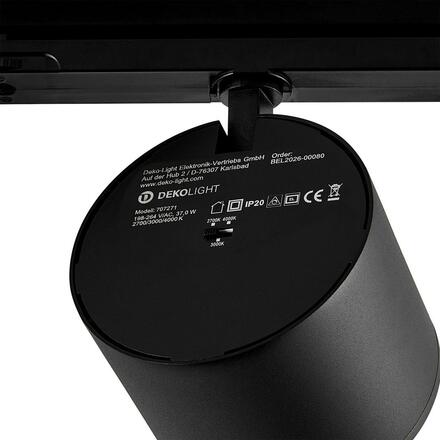 Deko-Light 3-fázové bodové svítidlo Focaris, 37 W, DIM, 2700/3000/4000 K, černá 707271