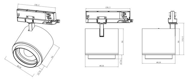 Deko-Light 3-fázové bodové svítidlo Focaris, 37 W, DIM, 2700/3000/4000 K, černá 707271