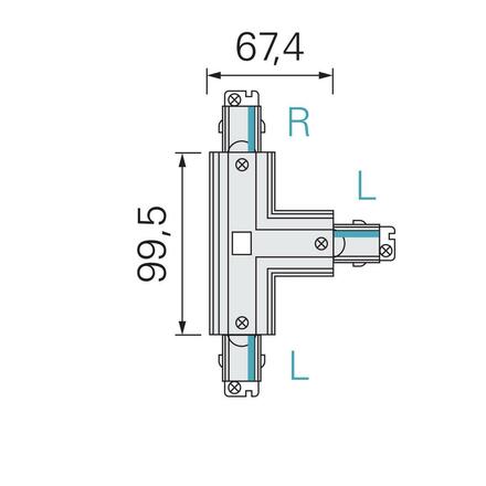 Deko-Light kolejnicový systém 3-fázový 230V D Line T-spojka levé-levé-pravé 220-240V AC/50-60Hz bílá RAL 9016 166  710027