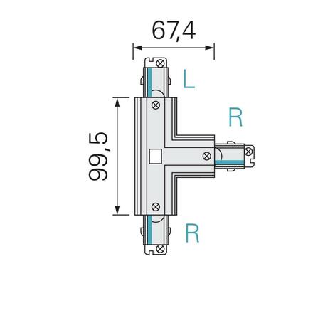 Deko-Light kolejnicový systém 3-fázový 230V D Line T-spojka pravé-pravé-levé 220-240V AC/50-60Hz bílá RAL 9016 166  710030