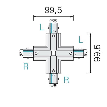 Deko-Light kolejnicový systém 3-fázový 230V D Line X-spojka levé-levé-pravé-pravé 220-240V AC/50-60Hz černá RAL 9011 166  710035