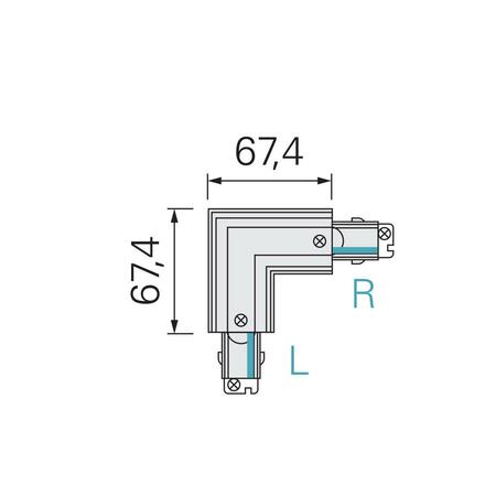 Deko-Light kolejnicový systém 3-fázový 230V D Line 90d-spojka levé-pravé 220-240V AC/50-60Hz černá RAL 9011 100,7  710038